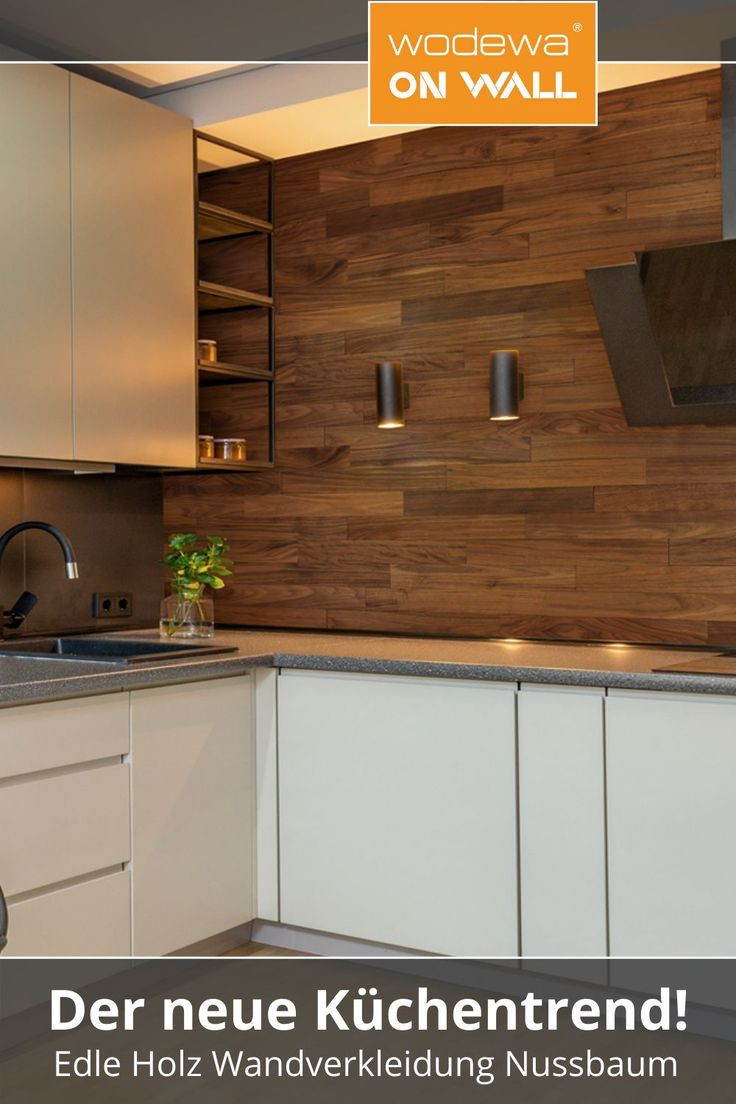 Küchenrückwand Ideen L Holz Wandverkleidung Aus Nussbaum
